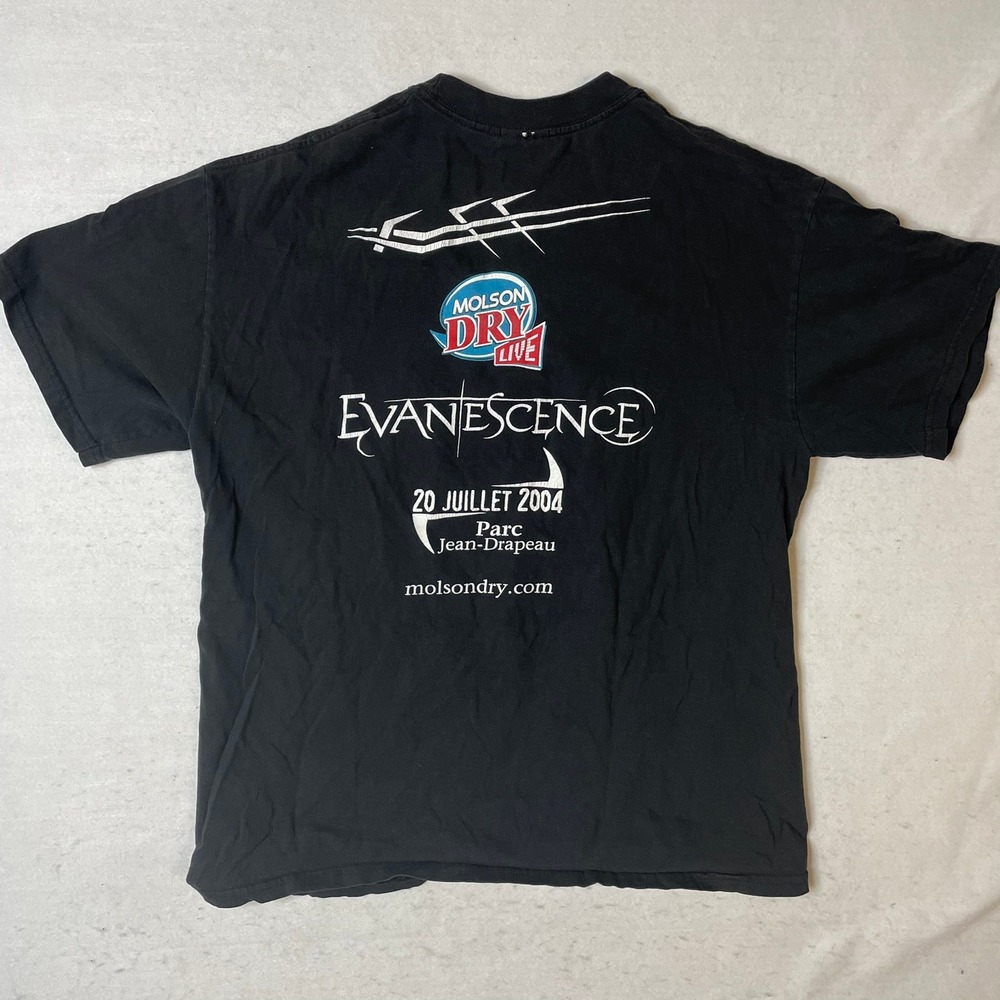 Vintage Evanescence Molson Dry Live 2004 Concert T Shirt Black Mens Size‎ L